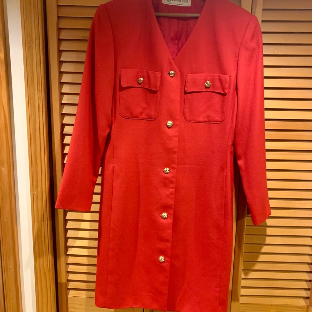 Red Evan Picone coat dress. Gently used.